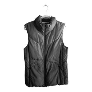 Champion Women's Gray Full Zip Puffer Vest Jacket With Fleece Collar Large